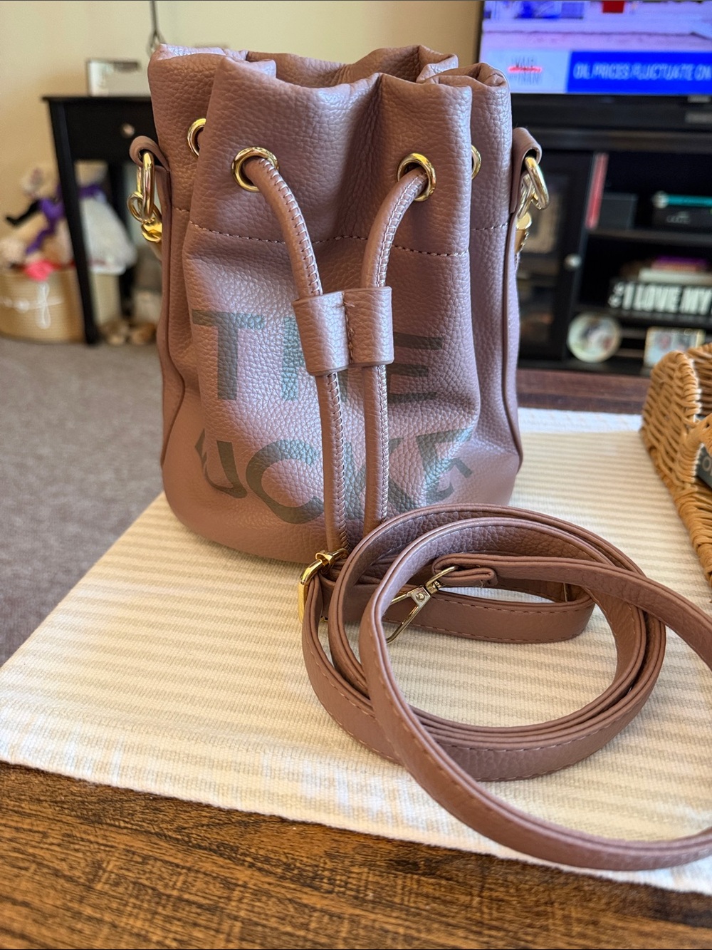Women’s Taupe Drawstring Bucket Bag - Unbranded